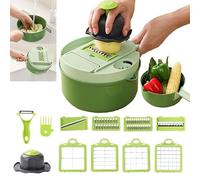 ZWMYF 10 en 1 Coupe Legumes Cortador de Verdura y Mandolina Profesional - Juliana Rallador Picadora Manual de Cebolla Pepino Patatas Fritas Queso - Gadgets y Utensilios Cocina