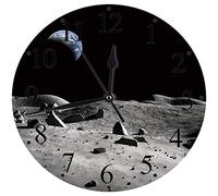 ZXDFG Digital Todos los Relojes 12", Luna, Tierra Vista Desde la Luna Space Deris Vast Universe Fotografía de Ciclo diurno y Nocturno, Falta G