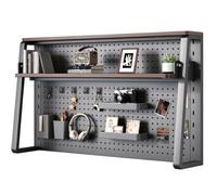 ZXHKZDX Estantería De Escritorio Ajustable Organizador con Panel Perforado | Resistente Escritorio Expositor Para Hogar Oficina Estudio Kit De Accesorios De 31 Piezas(Golden Oak,100x25x62cm)