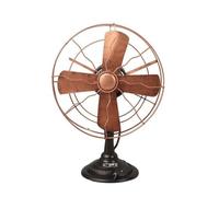 Zxpjkyu Réplica de Ventilador Decorativo en Diseño Industrial Soporte Circular Pesado Rejilla Protectora de Alambre Detalles Nostálgicos Adecuado para Decoradores Exhibición Comercial, Cobre