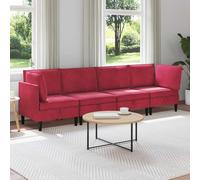 ZXQVLMRS Juego de 4 muebles de salón, color rojo vino | Diseño que ahorra espacio, tacto suave, disposición modular