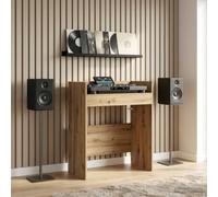 ZXQVLMRS Mesa de DJ de madera de roble Artisan | Diseño en forma de U, construcción antivibración, para configuraciones digitales