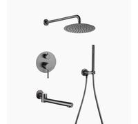 ZYCDP Conjunto de Ducha Empotrado con Rociador de Ducha 25 cm Y Grifo Giratorio De 180° Gris Pistola