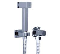 ZYCHSJXA Conjunto de rociador de bidé de Mano Cromado con Control de botón pulsador, Kit de Grifo de latón para Montaje en Pared para Agua fría, Cabezal de Ducha Cuadrado Pulido, higiene ID