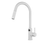 ZYCHSJXA Grifo de Cocina Digital con rociador extraíble, Mezclador con Control táctil, Monomando, para Montaje en encimera, Color Blanco.