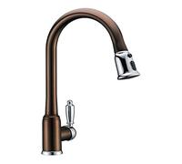 ZYCHSJXA Grifo de Cocina extraíble de Arco Alto para Fregadero, grifos de Barra de latón con Cabezal rociador de 3 Funciones y Cartucho cerámico Que Garantiza Que no gotee (Auburn).