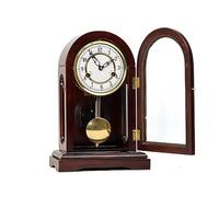 ZYJIX Reloj De Sobremesa De Péndulo De Madera Marrón, Reloj De Mesa Mecánico para Sala De Estar, Oficina, Decoración del Hogar