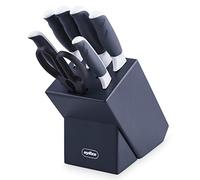 Zyliss E920263 Comfort Juego de Cuchillos de Cocina 7 Piezas, Acero Inoxidable Japonés, Mango Gris/Blanco, Set de Cuchillos Cocina con Portacuchillos, Apto Para Lavavajillas