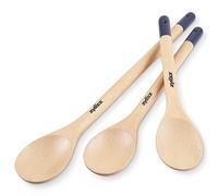 Zyliss E980207 Juego de Cucharas para Cocina, 3 Piezas, Madera de Haya, Natural/Azul, Cucharas para Cocinar/Hornear/Preparar Alimentos, Madera de Origen Responsable