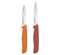Zyliss Juego de Cuchillos Peladores Clásico 2 Piezas, Set de Cuchillos Pequeños para Frutas y Verduras, Hojas lisas y Dentadas Afiladas, Acero Inoxidable, Mango Ergonómico, Protectores de Hojas