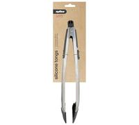 Zyliss Pinzas con Punta de Silicona para Cocina en Casa y BBQ | Se Bloquean para Fácil Almacenaje, Acero Inoxidable/Silicona, Plata/Negro, Apto para Lavavajillas