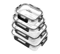 Zyliss Set de 4 Recipientes de Vidrio para Alimentos, Hermética | Caja de Almacenamiento con Tapa Sellable, Libre de BPA, Apta para Microondas, Congelador, Frigorífico