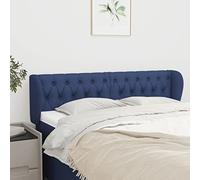 zylophax Cabecero de Tela Azul tapizado con Orejas 163x23x78-88 cm Ajustable, Respaldo Acolchado para Cama Doble Dormitorio Matrimonio Juvenil, Estructura Madera para Soporte y decoración Pared