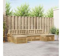 zylophax Conjunto de sofá Modular de Exterior de Madera de Acacia sólida Beige, 6 Piezas con Cojines, Set para jardín, terraza o Patio, Asiento cómodo y diseño Moderno Adaptable para hogar y Espacios
