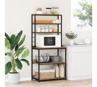 zylophax Estante de Cocina 5 Niveles 80 x 40 x 168 cm Roble Artisan con Estructura Acero, Mueble Organizador para salón y Dormitorio, repisa Modular para almacenaje y decoración Interior