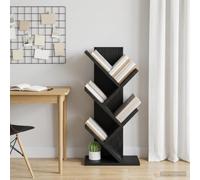 zylophax Estantería de árbol de Madera de ingeniería Roble Negro 30 x 18 x 60 cm 4 Niveles para almacenaje y decoración en salón Dormitorio Oficina Estudio rinconera
