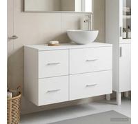 zylophax Juego de Muebles de baño 2 pcs Blanco Madera de ingeniería con Lavabo y Grifo Integrado, Armario con cajonera, Estante Organizador para Almacenamiento en Cuarto de baño y encimera Moderna