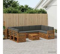 zylophax Juegos de sofás de Madera de Acacia sólida para Exterior, Conjunto Modular con Asientos ranurados y reposabrazos, Ideal para jardín, Patio o terraza, fácil Mantenimiento y diseño Natural