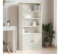 zylophax Librería Vigo Madera Maciza de Pino Blanco con pomos de Metal 85x35x170 cm estantería con Puerta y baldas para salón Dormitorio Oficina y Pasillo