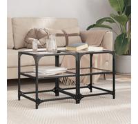 zylophax Mesa de Centro Auxiliar de Cristal y Acero 40x40x45 cm 2 Unidades Mesa salón Comedor Moderna con Estante para almacenaje y Organizador de revistas
