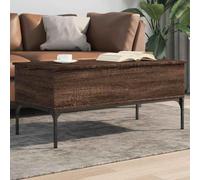 zylophax Mesa de Centro elevable Madera de ingeniería y Metal marrón Roble 100x50x45 cm con cajones y Estante para salón Comedor Sala de Estar sofá Organizador Vintage