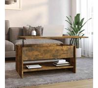 zylophax Mesa de Centro Madera contrachapada Roble Ahumado 80x50x40 cm con Superficie elevable cajón almacenaje Organizador para salón Comedor sofá café