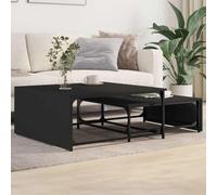 zylophax Mesas de Centro apilables Negras Madera ingeniería y Metal, Set 2 Piezas, Muebles auxiliares para salón Comedor, diseño Industrial, Almacenamiento práctico y Superficie Resistente