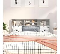 zylophax Mueble cabecero Gris hormigón de Madera contrachapada 180x19x103,5 cm con 4 Compartimentos para Dormitorio Matrimonio Juvenil Doble Moderno