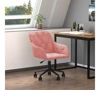 zylophax Silla de Oficina giratoria de Terciopelo Rosa con Respaldo Acolchado y reposabrazos elevable, Ruedas Suaves, diseño ergonómico para Escritorio, despacho y teletrabajo cómodo