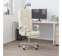 zylophax Silla de Oficina reclinable Masaje Cuero sintético Crema con Respaldo Ajustable reposabrazos Acolchado Ruedas giratoria ergonómica para Escritorio despacho Estudio Gaming teletrabajo Postura