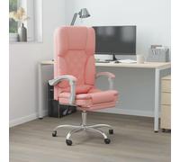 zylophax Silla de Oficina reclinable Rosa con Masaje, Cuero sintético Duradero, Respaldo Ajustable, Ruedas giratorias, reposabrazos elevable, Soporte Lumbar para Escritorio y teletrabajo