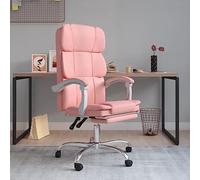 zylophax Silla de Oficina reclinable Rosa de Cuero sintético con Respaldo Ajustable, reposabrazos Acolchados, Ruedas giratorias y Soporte Lumbar para Escritorio y teletrabajo cómodo
