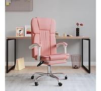 zylophax Silla de Oficina reclinable Rosa Piel sintética con Respaldo Ajustable reposabrazos giratoria Ruedas para Escritorio despacho Estudio Gaming teletrabajo Postura ergonómica Acolchada