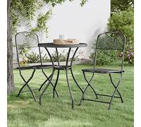 zylophax Silla jardín Plegable Antracita con Malla metálica expandida Estructura Acero 54x40x86 cm 2 Unidades para terraza Exterior Camping Playa Patio