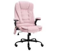 zylophax Sillón de Oficina Masaje Terciopelo Rosa con Respaldo Alto y reposabrazos curvos, giratoria y reclinable, Altura Ajustable, Ruedas de Nailon para despacho y teletrabajo cómodo