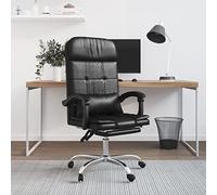 zylophax Sillón de Oficina reclinable con Masaje, Piel sintética Negra, Estructura Robusta, Respaldo Ajustable, Ruedas giratorias, reposapiés y Asiento elevable para Escritorio y despacho cómodo