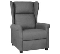 zylophax Sillón de relax de tela gris claro con función reclinable manual, reposacabezas y reposapiés ajustables, 73 x 95 x 103 cm, sillón tapizado para salón, sillón para espacios pequeños
