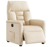 zylophax Sillón de relax eléctrico beige de tejido de microfibra con función reclinable y marco de madera y metal estable, cómodo sillón de televisión para salón, sillón de lectura y espacios pequeños