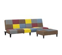 zylophax Sofá cama de 2 plazas con reposapiés, tela patchwork, 200 x 84,5 x 69 cm, sofá moderno para salón, cómodo sofá cama de invitados, sofá de 2 plazas resistente con marco de madera