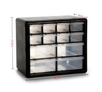 ZYLX SHOPPING - Caja Organizadora 12 Cajones Apilable y Colgable, Plástico Resistente, 26.5x16x23.5 cm, Rojo, Azul o Negro Black