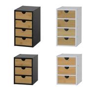 Zylx shopping - Cajonera de Ordenación de Bambú Confortime | Organizador de Escritorio con 3 o 4 Cajones | Blanco y Negro | 16x19.5 cm