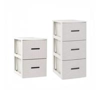 ZYLX SHOPPING - Cajonera Efecto Ratán 2 o 3 Cajones | Color Blanca, Marrón o Antracito | Organizador Estrecho Baño Dormitorio
