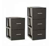 ZYLX SHOPPING - Cajonera Efecto Ratán 2 o 3 Cajones | Color Blanca, Marrón o Antracito | Organizador Estrecho Baño Dormitorio