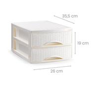 ZYLX SHOPPING - Cajonera Rattan de Sobremesa 2/3/4 Cajones, Blanco o Marrón, Ideal para Escritorio, Baño o Cocina