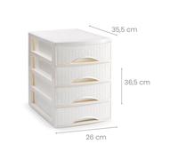 ZYLX SHOPPING - Cajonera Rattan de Sobremesa 2/3/4 Cajones, Blanco o Marrón, Ideal para Escritorio, Baño o Cocina