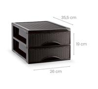 ZYLX SHOPPING - Cajonera Rattan de Sobremesa 2/3/4 Cajones, Blanco o Marrón, Ideal para Escritorio, Baño o Cocina