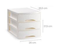 ZYLX SHOPPING - Cajonera Rattan de Sobremesa 2/3/4 Cajones, Blanco o Marrón, Ideal para Escritorio, Baño o Cocina