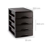 ZYLX SHOPPING - Cajonera Rattan de Sobremesa 2/3/4 Cajones, Blanco o Marrón, Ideal para Escritorio, Baño o Cocina