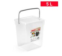 ZYLX SHOPPING - Cubo de Basura 5L con Asa y Tapa | Transparente y Marrón | Compacto para Cocina y Reciclaje Transparent