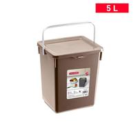 ZYLX SHOPPING - Cubo de Basura 5L con Asa y Tapa | Transparente y Marrón | Compacto para Cocina y Reciclaje Brown